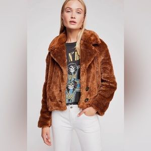 Free People Brown Cropped Fur Jacket Size XS